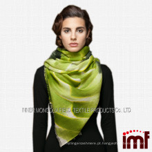Lenço de lã verde maçã para mulheres usam lenços de ombro